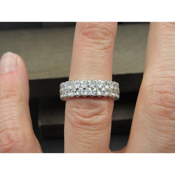 Jewelry - Size 6 Sterling Silver Round Cut Wide Cubic Zirconia Band Ring
